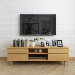 TV cabinet, modern simplicity, Nordic coffee table, TV cabinet combination, small apartment, simple TV cabinet, locker Assemble Milky white (1.5 meters)