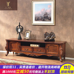 European style solid wood TV cabinet, tea table combination, small apartment, living room, simple cabinet, American TV cabinet Ready 2400*480*480