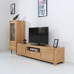 Nordic oak Japanese TV cabinet, simple modern creative small apartment, pure solid wood cabinet, 1.8 meters with drawers Ready 1.8 meters of log color
