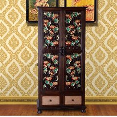 Southeast wind wood furniture four door wardrobe closet overall simple custom bedroom sliding combination of adult Carved 2 door Ready