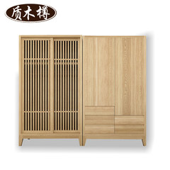 Japanese solid wood double door locker, bedroom furniture, pewter cabinet, drawer locker, mirror wardrobe Push and pull 2 door wardrobe 2 door Assemble