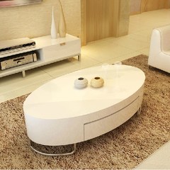 Nordic creative table white paint simple modern American coffee tea table table oval large-sized apartment living room Assemble Coffee table 120*65*40cm