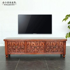 Southeast Asian style wood TV cabinet and log TV180 old elm large-sized apartment carved Thai TV cabinet