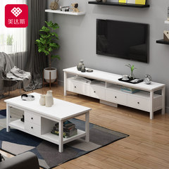Meidasi TV cabinet modern tea table set simple multifunctional large-sized apartment living room TV cabinet Assemble [package installation] 2 meters TV cabinet +1.2 meter tea table