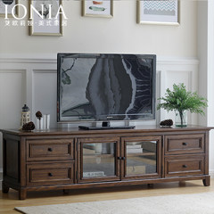 American TV cabinet, Manchurian ash solid wood TV cabinet, small apartment, living room furniture, retro TV cabinet, tea table combination Ready 2 meter Manka TV cabinet / pure solid wood