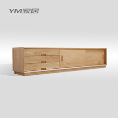 Japanese style solid wood TV cabinet, 1.8 meters white oak cabinet, simple modern small apartment, living room furniture new environmental protection products Ready 1.5 meters black walnut