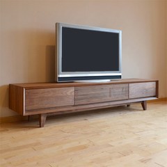 Nordic black walnut TV cabinets, all solid wood audio-visual cabinets, white oak cabinets, Japanese environmental friendly living room furniture simple Ready Log color 180*40*40