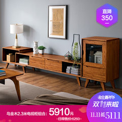 Modern Chinese simple wooden Home Furnishing Wujin wood TV cabinet 1.8-2.3M wood lockers living room MA Assemble 1.8~2.3 meters zingana wood TV cabinet
