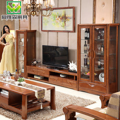 TV cabinet combination telescopic solid wood simple coffee table, modern Chinese floor cabinet, small size TV cabinet, wine cabinet set Assemble High wine cabinet (color note)