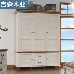 American style furniture, Mediterranean style wardrobe, white countryside Mashup, all solid wood three door wardrobe Picture color, 100% in kind shooting 3 door Assemble