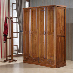 The Chinese elm wood special offer wardrobe simple wardrobe door wardrobe four bedroom furniture lockers with a special offer Zero accessories [pure elm four door two pumping closet] 4 door Assemble