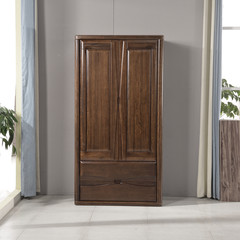 New Chinese walnut, two door wardrobe, children's wardrobe, solid wood lockers, two wardrobes 1.03*0.55*2.0m 2 door Assemble