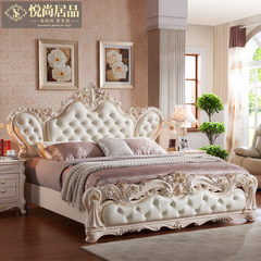 Wyatt is Jupin European double bed 1.8 meters White Princess Wedding bed bed French wooden bed storage leather bed 1800mm*2000mm Bed + bedside cabinet, *1+ dresser + makeup stool + four wardrobe Box frame structure