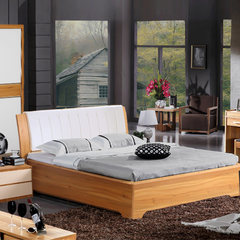 The master bedroom bed double bed 1.8 meters 1.5 simple European Mediterranean style tatami bed bed economy modern minimalist 1000mm*1900mm Jinxiangmu Assembled box bed