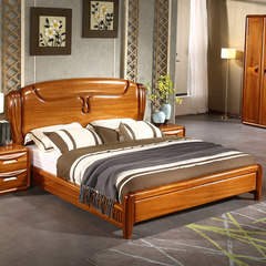 Modern Chinese new gold ebony wood furniture double bed bedroom bed zingana wood PK 1.5m1.8M 1500mm*2000mm Golden sandalwood bed Support structure