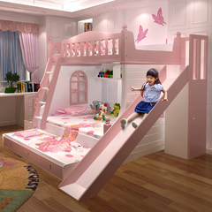 Children's bed on the bed princess bed multifunctional adult mother bed slide girl mother bed bunk bed double bed 1200mm*1900mm Pink double bed + high box More combinations