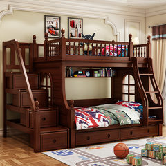 American style full solid wood multifunctional children up and down bed, high and low bed, double bed, boy, high box, storage ladder, cabinet bed 1200mm*1900mm High-low bed + ladder cabinet More combinations