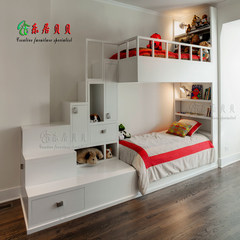 The bed with Locke babe creative children's furniture multifunctional double bed bed bed under the mother of high-end custom dormitory 1200mm*1900mm white Bed + ladder cabinet