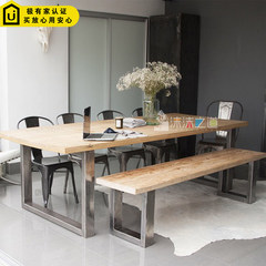 Nordic rectangular solid wood table furniture, wrought iron desk, furniture, conference table, desk, notebook computer desk 160*80*75 planks 3 centimeters thick