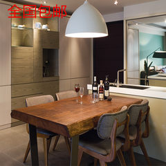 欧式复古铁艺餐桌小户型实木餐桌椅组合美式咖啡厅桌椅办公桌长桌 160*70*75木板8公分