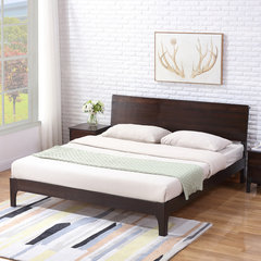 Japanese style solid wood bed, walnut oak, Nordic modern simple single bed, 1.5/1.8 meters bedroom furniture 1500mm*2000mm Walnut bed in Osaka Frame structure