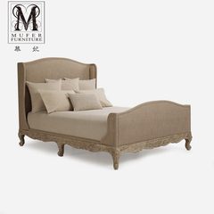 Rear end custom customization, modern solid wood fabric 1.51.8 meters, American new classical European style double bed IC08 1500mm*1900mm Size and color can be customized Frame structure