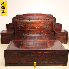 Hengsheng wood mahogany Blackwood Oriental lotus wood carving rosewood hardwood bed Indonesia Tan double bed 1800mm*2000mm Black sour Oriental Oriental bed Other structures