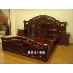 Jimei mahogany furniture red sandalwood wood bed bed with double bedroom bedside European rosewood bed storage box 1800mm*2000mm As shown in the picture Box frame structure