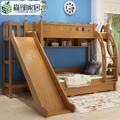 All solid wood beds, children's beds, bunk beds, boys, girls, adult beds, beds, Mediterranean beds 1500mm*2000mm Get out of bed + drawer + bookshelf Bed + ladder cabinet