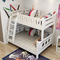 Pure solid wood bed bed bed children's mother Princess male girl bed double bed bed white adult child 1200mm*2000mm Alphabet bed + left ladder [whole solid wood] More combinations