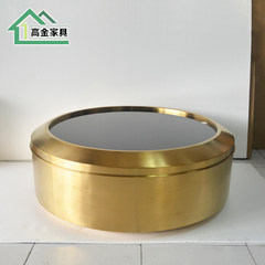 The living room a few large stainless steel tea table glass tea table of modern large-sized apartment creative round tea table Ready Brushed brass 1200*420
