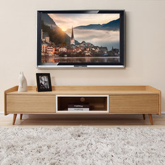High sail Nordic solid wood TV cabinet, modern simple living room furniture, small size cabinet, cabinet, coffee table, TV cabinet Assemble 1.8m TV cabinet [oak color]