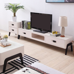 Modern Nordic paint TV cabinet, solid wood toughened glass cabinet, living room furniture, coffee table, TV cabinet combination Assemble TV cabinet