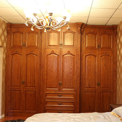Chongqing custom made French red oak wardrobe, solid wood six door, 5 door wardrobe, bedroom storage, wooden cabinet, wardrobe Close bond + American Red Oak 4 door Assemble