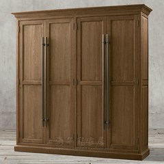 Solid wood wardrobe, 23456 oak bedroom, simple log, door to door assembly, four big wardrobe customization Pure oak wardrobe 4 door Assemble