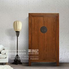 Journey to the East Chinese classical antique wooden wardrobe simple old elm storage closet retro bedroom closet hanging rod Wood embryo 120*50*210 2 door Ready