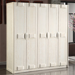 The elm wood wardrobe wardrobe with five door wardrobe four drawer wooden door wardrobe three door two door wardrobe Milky white 5 door Assemble