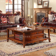 European style coffee table carved wood drawer square living room with a retro European old carved tea reception