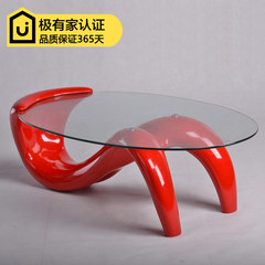 Toughened glass table piano lacquer Mermaid creative personality fashion simple modern large-sized apartment living room table Assemble white