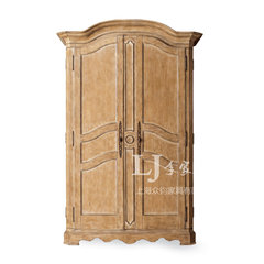 American country solid wood wardrobe, two door oak, European style antique retro furniture, Club Villa model room