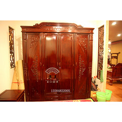 Jimei mahogany furniture mahogany wood wardrobe wardrobe four door carved red sandalwood cabinet combination lockers