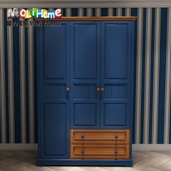Mediterranean style solid wood children's wardrobe, two door, three door, chest, wardrobe, blue bedroom, lockers, high-end
