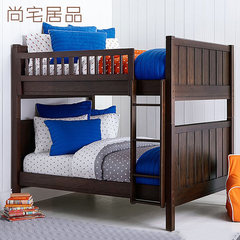 美式全实木高架床上下床双层床上下铺组合床儿童高低床子母床定制 900mm*2000mm 擦色清漆工艺-高架床 只有高低床