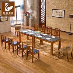 Modern Chinese style solid wood fire stone, Xuanwu stone table, hotel, villa, club, western restaurant, special dining table Directly through the city package logistics self lifting
