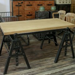 American style iron table, industrial retro style, solid wood furniture, rectangular desk, cafe, restaurant, dining table The color of the board can be customized according to the sample