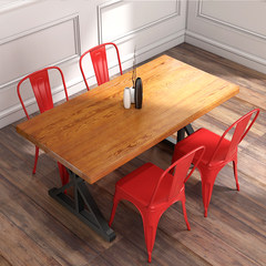 American style solid wood table and chair combination, modern simple small family, rectangular eating table, diffuse coffee table and chair Custom size please contact customer service