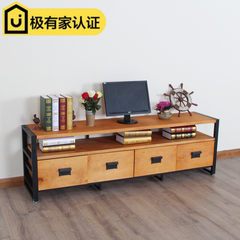Simple modern TV cabinet, wrought iron solid wood combination antique table, living room storage bucket cabinet, LOFT American style drawer Ready 120*40*50 (3 drawers)