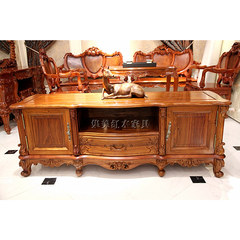 Jimei mahogany furniture, mahogany, hedgehog, rosewood, European style 1.6 meter TV cabinet, African rosewood cabinet