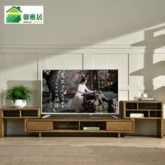 Creative storage TV cabinet retractable modern Chinese wood wax oil small Huxing environmental TV cabinet, tea table combination Ready Combination of TV cabinet and tea table