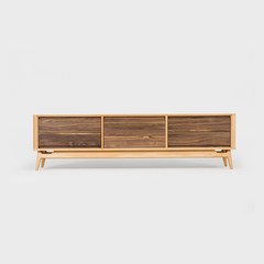 [100] wood furniture original design of Scandinavian minimalist white oak black walnut wood cabinet TV cabinet Ready [North white oak] 1.8m